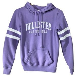 Hollister Logo Hoodie Womens S Purple California Pullover White Stripe Preppy